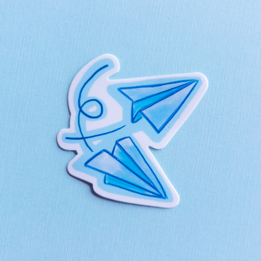 Two Paper Airplanes Flying Sticker